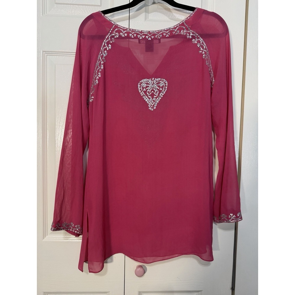 Adrienne Landau Blouse With Embellishing Size Medium - Picture 2 of 4